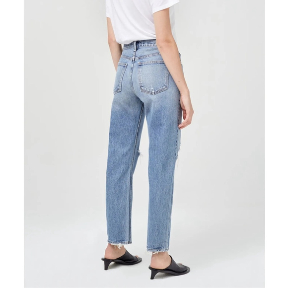 NWT Aritzia AGOLDE Mia Ripped Mid Rise Straight Leg Denim in Rule size 29 - Picture 2 of 11